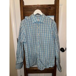 Peter Millar Mens Extra Large Plaid Long Sleeve Button Up Shirt‎ Cotton
